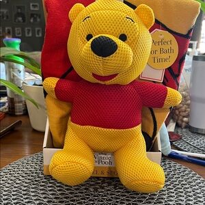 Disney Winnie the Pooh Yellow and Red Bath Plush